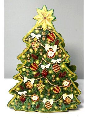 Vintage Olly & Rex Christmas Tree Box Decor 3D, Double Sided